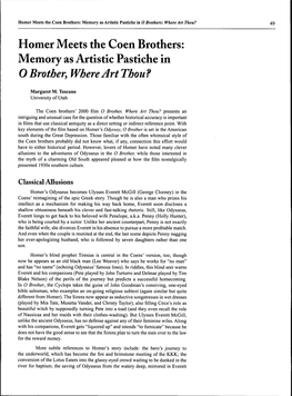 Homer Meets the Coen Brothers: Memory As Artistic Pastiche in O Brothers: Where Art Thou? 49