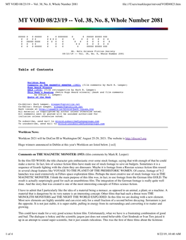 MT VOID 08/23/19 -- Vol. 38, No. 8, Whole Number 2081 ﬁle:///Users/Markleeper/Mtvoid/VOID0823.Htm