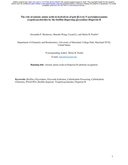 The Role of Anionic Amino Acids in Hydrolysis of Poly-Β-(1,6)-N