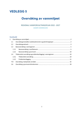 VEDLEGG 5 Overvåking Av Vannmiljøet