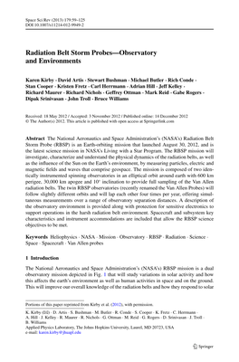 Radiation Belt Storm Probes—Observatory and Environments