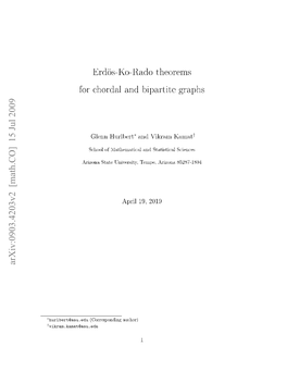 Erdös-Ko-Rado Theorems for Chordal and Bipartite Graphs Arxiv