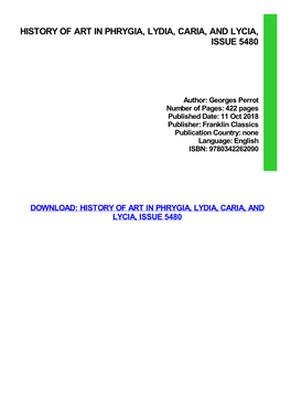 History of Art in Phrygia, Lydia, Caria, and Lycia, Issue 5480