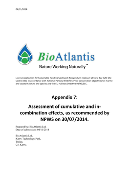 Combination Effects, As Recommended by NPWS on 30/07/2014