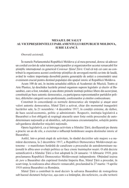 Onorată Asistență, În Numele Parlamentului Republicii Moldova