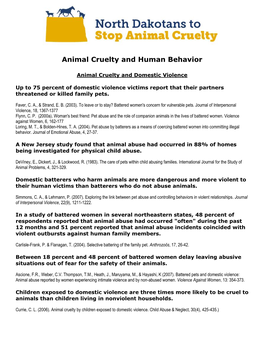 Animal Cruelty and Human Behavior