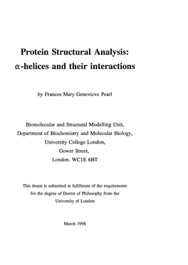Protein Structural Analysis: Α-Helices and Their Interactions