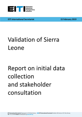 Validation of Sierra Leone Report on Initial Data Collection And