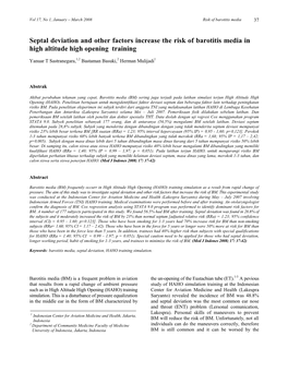 Septal Deviation and Other Factors Increase the Risk of Barotitis Media in High Altitude High Opening Training