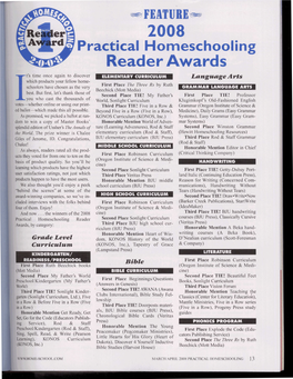 Practical Homeschooling Magazine Annual Reader Awards