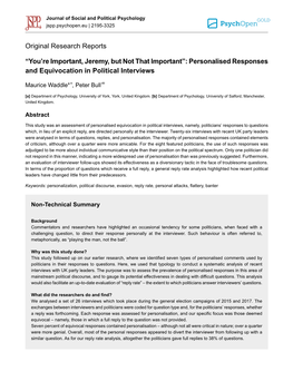 Personalised Responses and Equivocation in Political Interviews