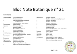 Le Bloc-Note De Botanique 21