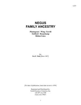 Negus Family Ancestry