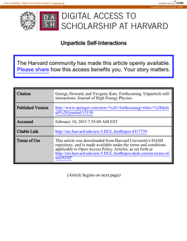 Unparticle Self-Interactions the Harvard Community Has