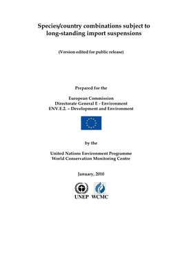 Species/Country Combinations Subject to Long-Standing Import Suspensions