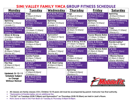 Simi Valley Family Ymca Group Fitness Schedule