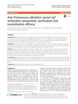 Anti-Trimeresurus Albolabris Venom Igy Antibodies