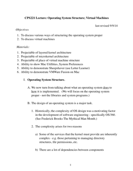 Operating System Structure; Virtual Machines