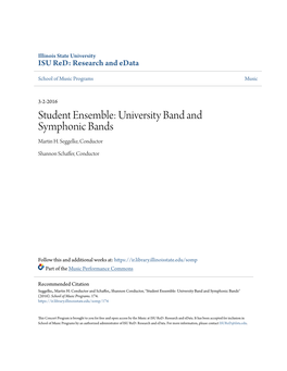 Student Ensemble: University Band and Symphonic Bands Martin H