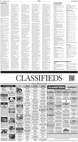 MONEY MAHA WORLD-HERALD BANKRUPTCIES BUILDING PERMITS Four Bankruptcy Categories Listed Cedar Bluffs, Neb., Chapter 7