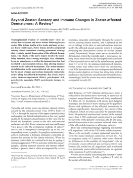 Sensory and Immune Changes in Zoster-Affected Dermatomes: a Review*