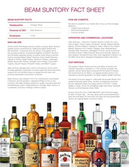 Beam Suntory Fact Sheet