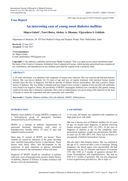 An Interesting Case of Young Onset Diabetes Mellitus