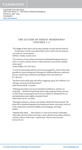 The Letters of Ernest Hemingway Volumes 1–4