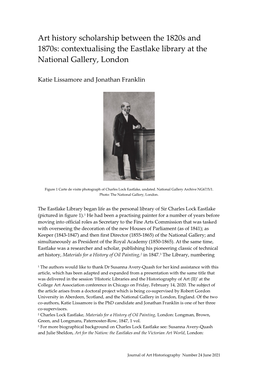 Art History Scholarship Between the 1820S and 1870S: Contextualising the Eastlake Library at the National Gallery, London