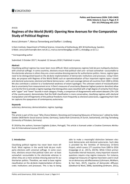 Regimes of the World (Row): Opening New Avenues for the Comparative Study of Political Regimes