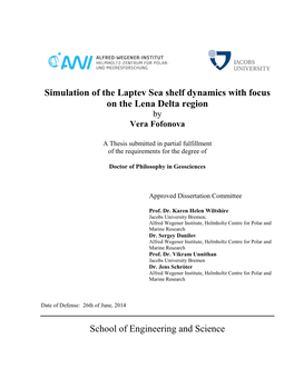 Simulation of the Laptev Sea Shelf Dynamics with Focus on the Lena Delta Region by Vera Fofonova