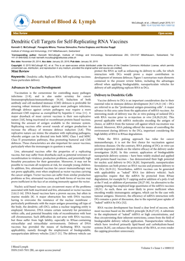 Dendritic Cell Targets for Self-Replicating RNA Vaccines Kenneth C