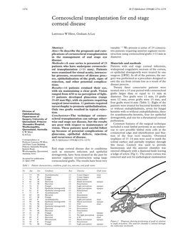 Corneoscleral Transplantation for End Stage Corneal Disease