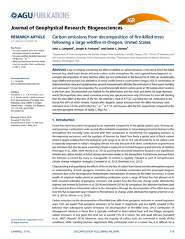 Carbon Emissions from Decomposition of Fire-Killed Trees Following a Large