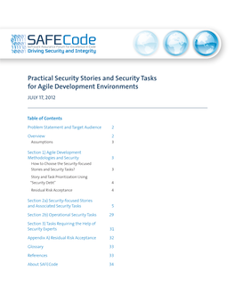 Practical Security Stories and Security Tasks for Agile Development Environments JULY 17, 2012