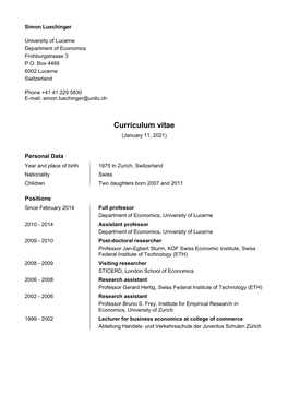 Curriculum Vitae (January 11, 2021)