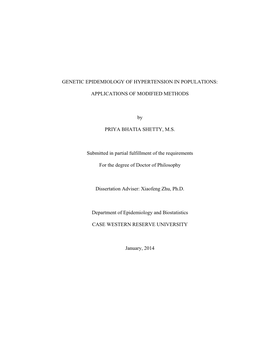 Genetic Epidemiology of Hypertension in Populations