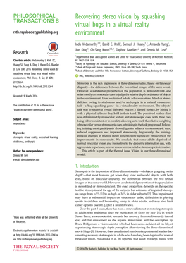 Recovering Stereo Vision by Squashing Virtual Bugs in a Virtual Reality Rstb.Royalsocietypublishing.Org Environment