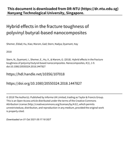 Hybrid Effects in the Fracture Toughness of Polyvinyl Butyral‑Based Nanocomposites