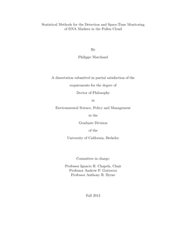 Statistical Methods for the Detection and Space-Time Monitoring of DNA Markers in the Pollen Cloud