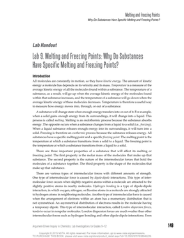 Why Do Substances Have Specific Melting and Freezing Points?