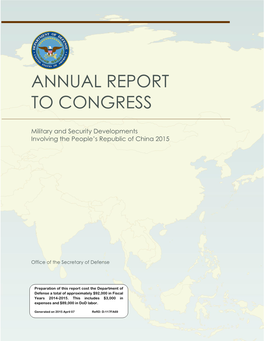 Annual Report to Congress: Military and Security Developments Involving the People’S Republic of China