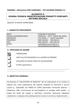 RISORSA : Attivazione POR CAMPANIA – PIT SALERNO MISURA 5.3