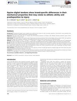 Equine Digital Tendons Show Breed‐Specific Differences in Their