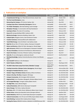 Selected Publications on Architecture and Design by Paul Mcgillick Since 1995
