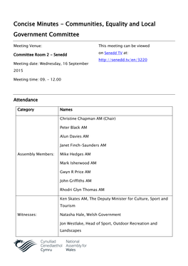 Concise Minutes - Communities, Equality and Local Government Committee
