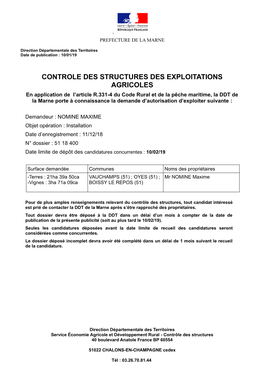 Controle Des Structures Des Exploitations Agricoles