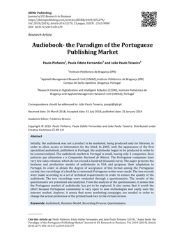 Audiobook- the Paradigm of the Portuguese Publishing Market