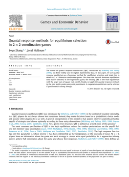 Quantal Response Methods for Equilibrium Selection in 2×2 Coordination Games