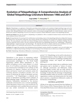 Evolution of Telepathology: a Comprehensive Analysis of Global Telepathology Literature Between 1986 and 2017